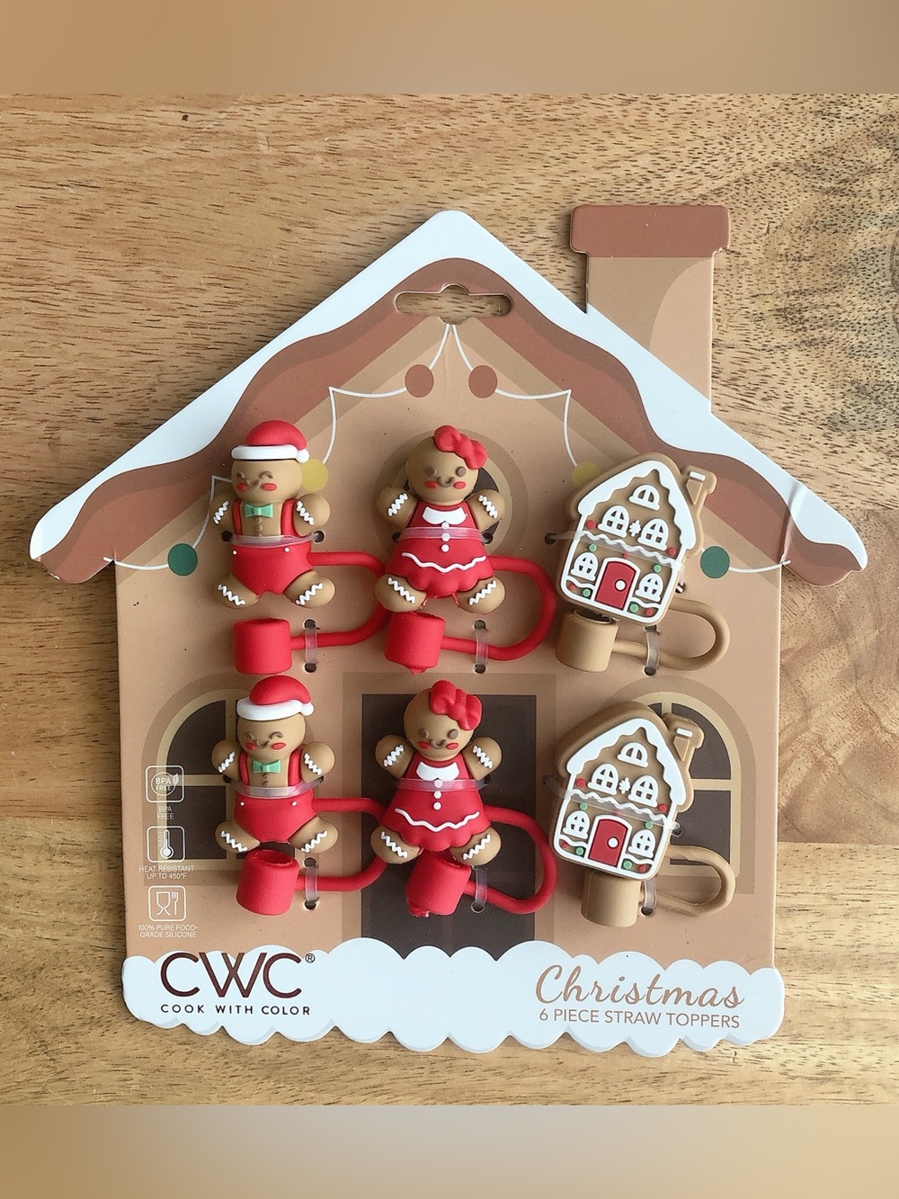 🎄 Christmas Gingerbread Straw Toppers - 6 Piece Set drink accessories